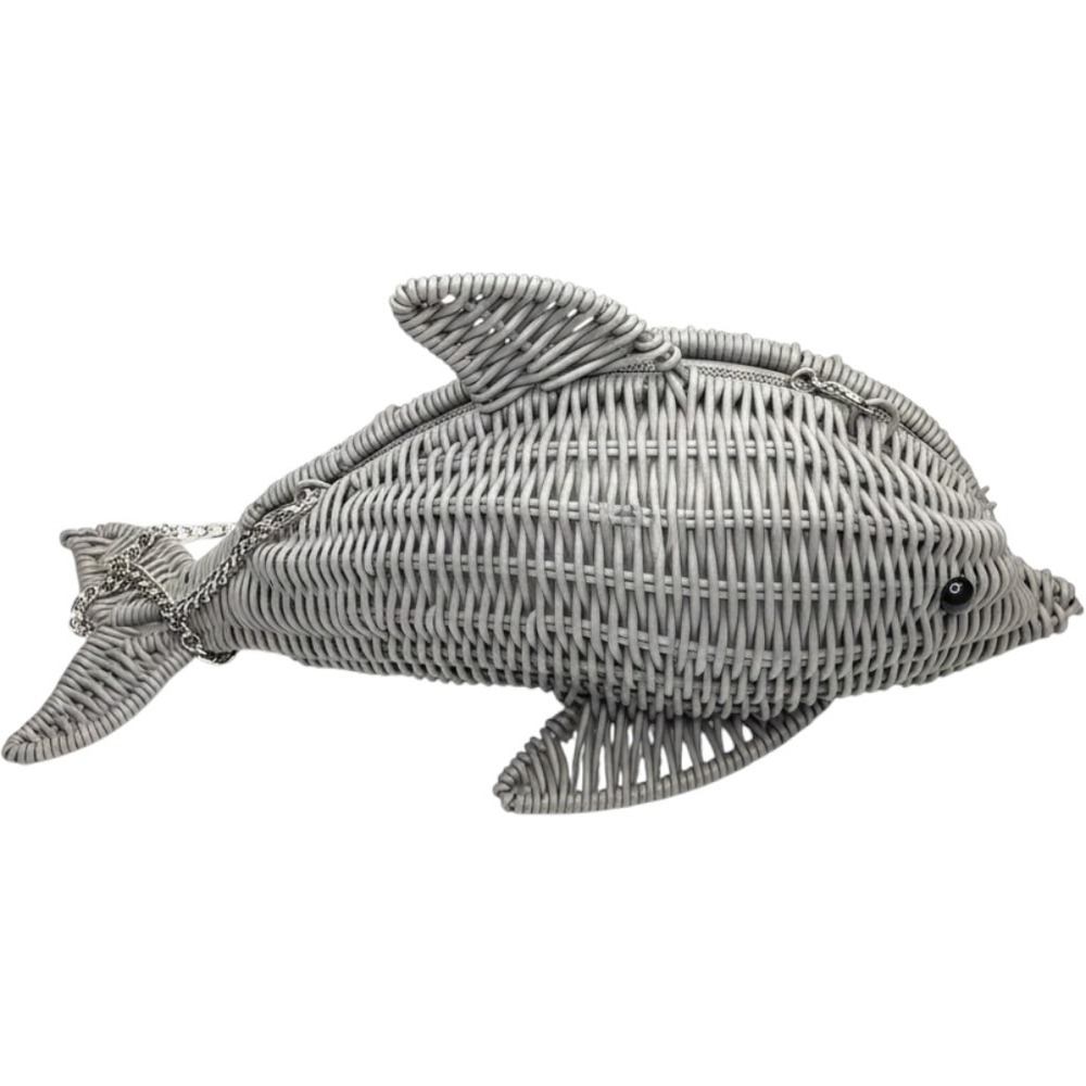 Tommy Bahama Grey Wicker Dolphin Crossbody Bag Novelty Clutch WW0021A